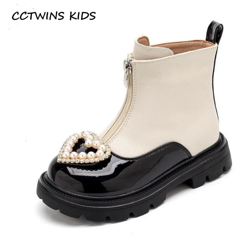 Girls Boots Winter Toddler Kids Fashion Brand Middle Calf Princess Boot Children Metal Pearls Thick Sole Warm Fur Shoes Platform