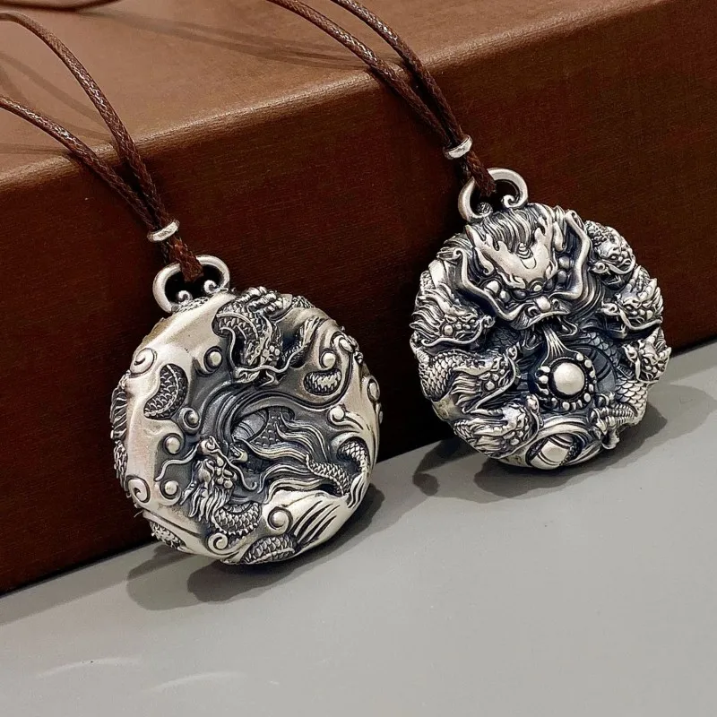 

BOCAI Real S999 Pure Silver Jewelry Ancient Fatai Retro High Relief Chinese Dragon Domineering Trend Men Pendant