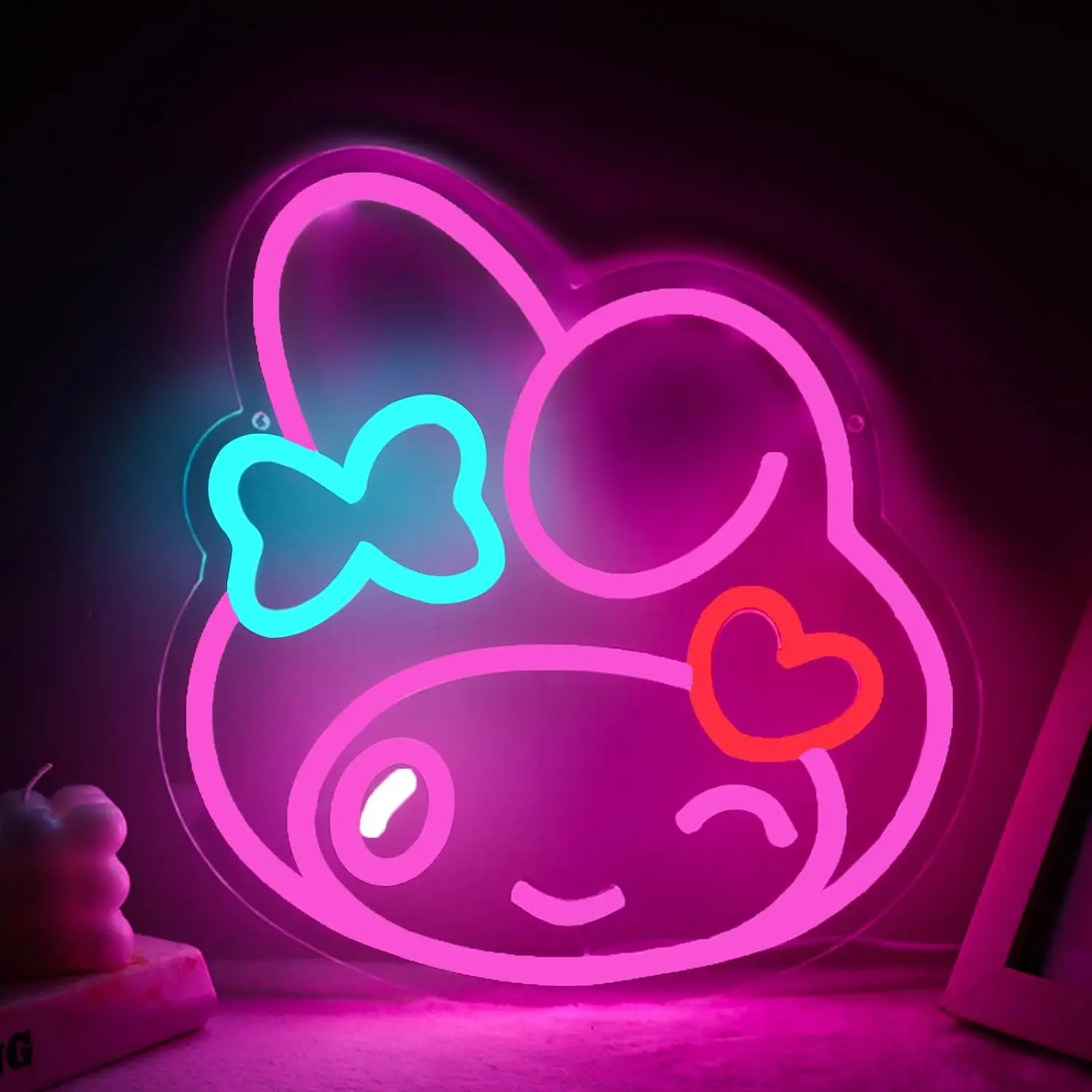 

My Melody Neon Sign LED USB Wall Art Dimmable Sanrio Decor for Bedroom GameRoom Birthday Gift Home Party Atmosphere Lighting