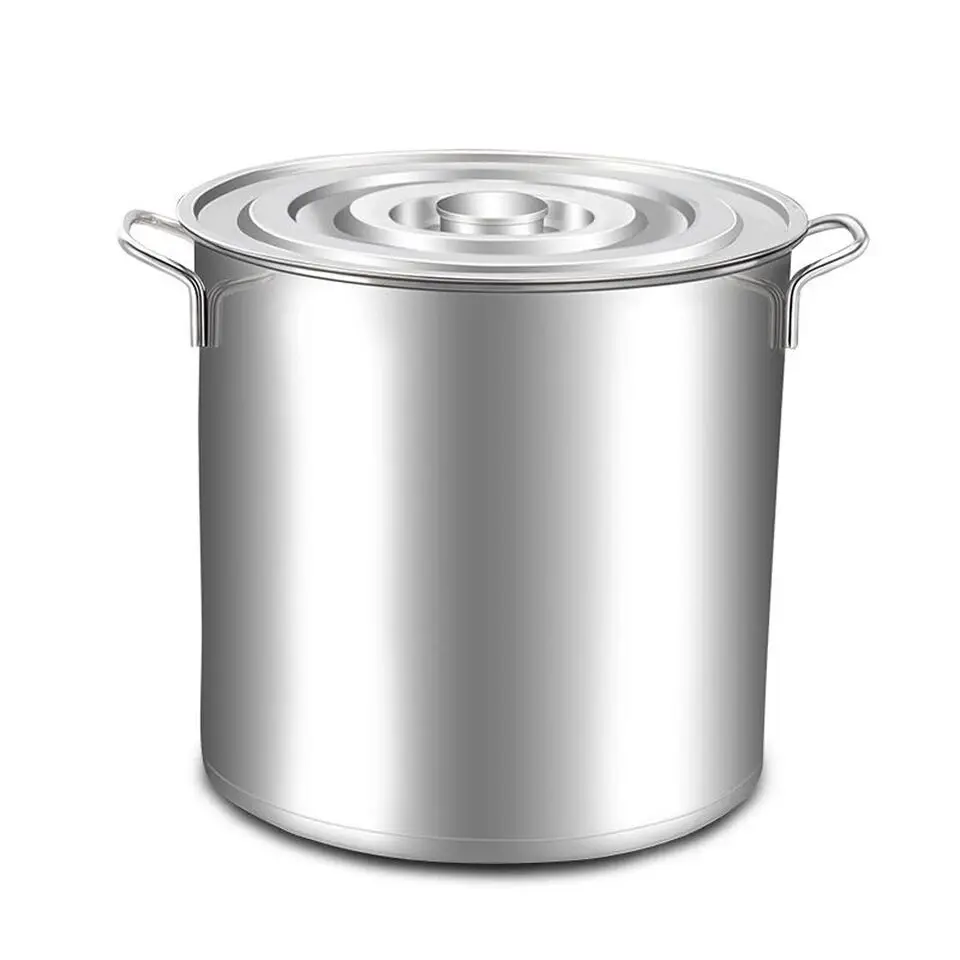 Commercial Large Capacity Soup Pot Stainless Steel Thick Stockpot  Multipurpose Rice Bucket with Lid Handle Kitchen Cookware