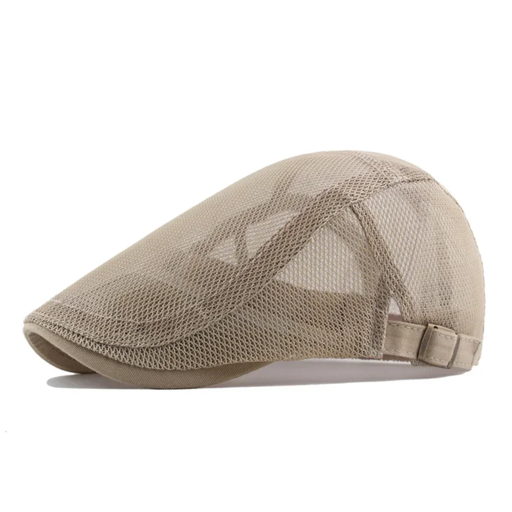 

New Men's Breathable Mesh Ivy Hat Berets Unisex Women Summer Newsboy Cap Adjustable Outdoor Sports Cabbie Hat