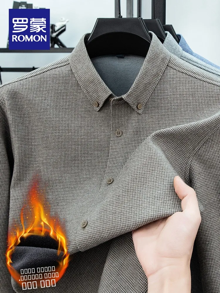 

Pure Cotton Plaid Long Sve irt Thiened Warm Busin Casual Men's irt Trench Coat Sle Winter Faionable