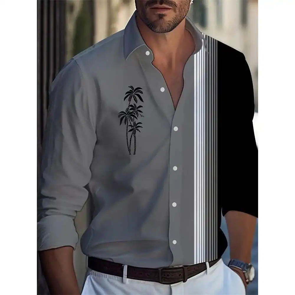 

Long Sve Printed irt Single Button Stand Fit Polyester Fiber Moisture ng Breathable Youthful ular Cotton Poly...