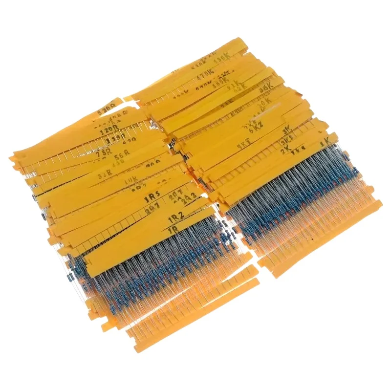 金属フィルム抵抗器パッケージ,カラーリングを直接取り外し可能な電子部品,130タイプ,1% 以下,1 W, 4W, 2600個