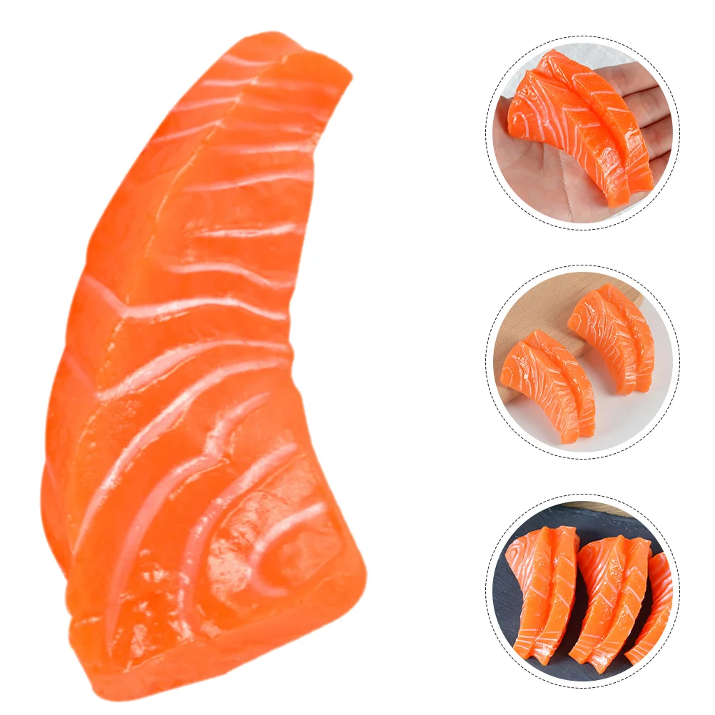 

4 Pcs Simulation Salmon Fake Food Sushi Plate Decors Sashimi Models Shaped Vivid Slices Pvc Small Simulated