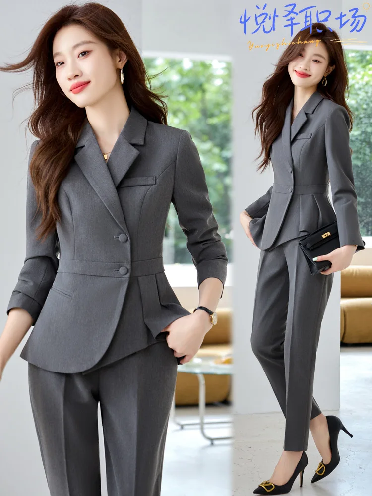 

Профессиональный женский костюм для весны и осени, формальная одежда для ювелирных магазинов, салонов красоты, униформа для ресепшн отелей, рабочая одежда.