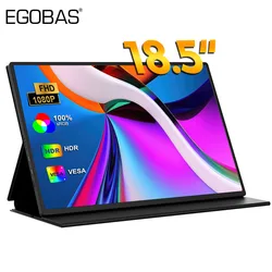 EGOBAS 18.5inch 1080P 4K FHD VESA Portable Mini Monitor 100% sRGB 300cd/㎡ 3ms Response Extend Screen Gaming Monitor w/ Speakers