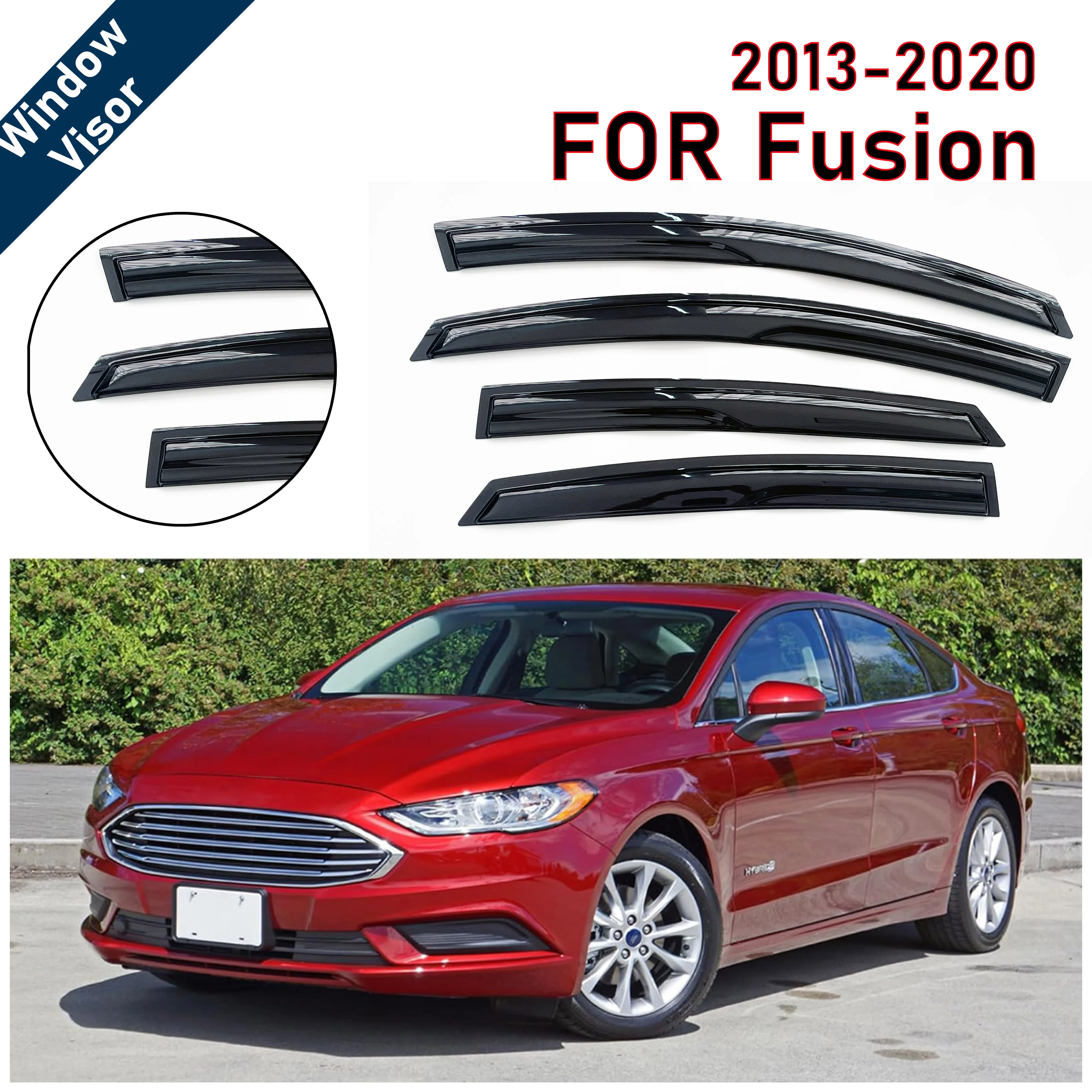 

4 шт. новейшей модели солнцезащитного козырька на окно автомобиля для Fusion 2013-2020, оконный козырек от дождя, оконные козырьки от дождя