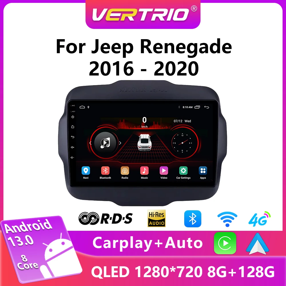 Android 13 Car Multimedia Player For Jeep Renegade 2016-2020 2 din Stereo 4G Carplay Auto GPS Navigation Head Unit Autoradio