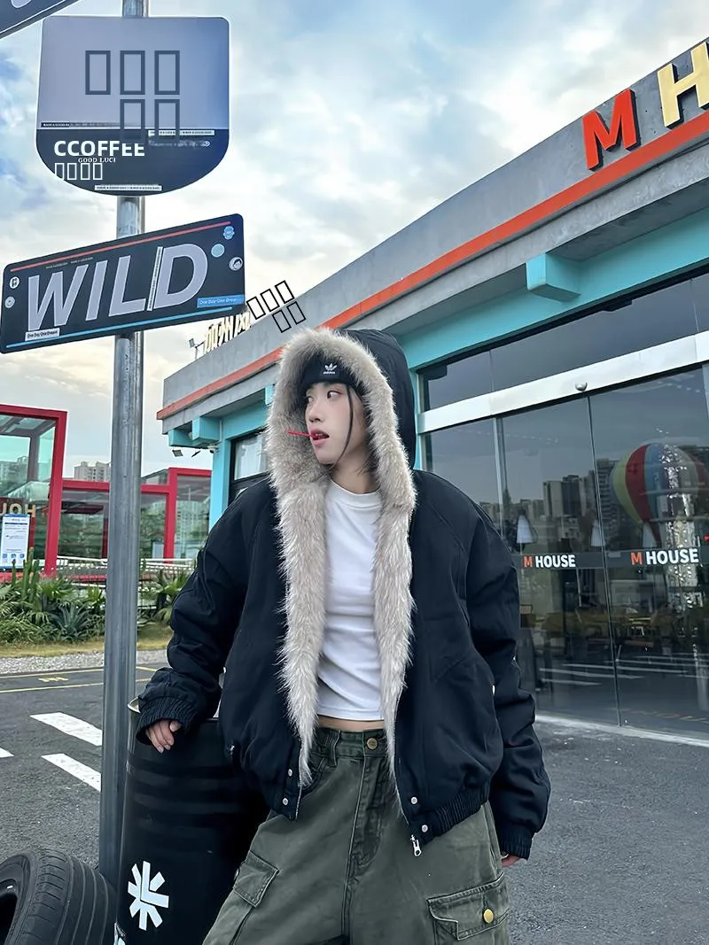 

Trype22 ort Hooded Cotton Jaet Thiened Street Sle Women's Winter Coat High Street Trend Matching Set Available