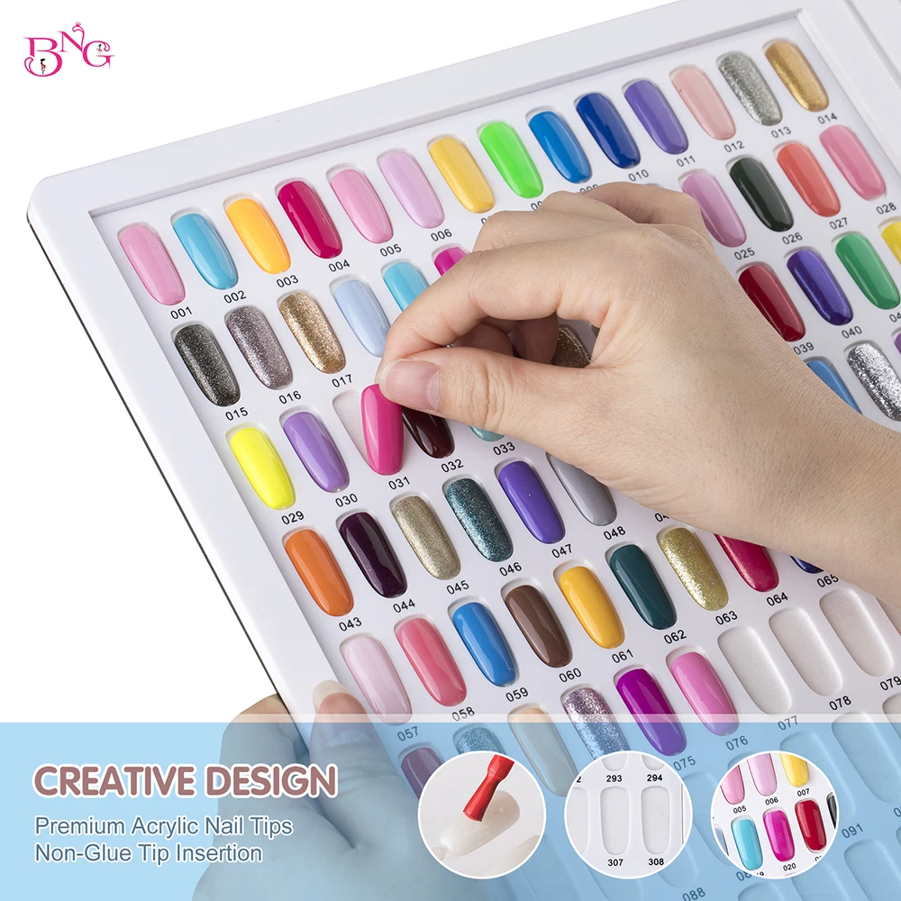 308 Acrylic Nail Color Display Book Nail Polish Colors Chart with 360 Tips Gel Polish Card Board Organizer Nail Salon Tools