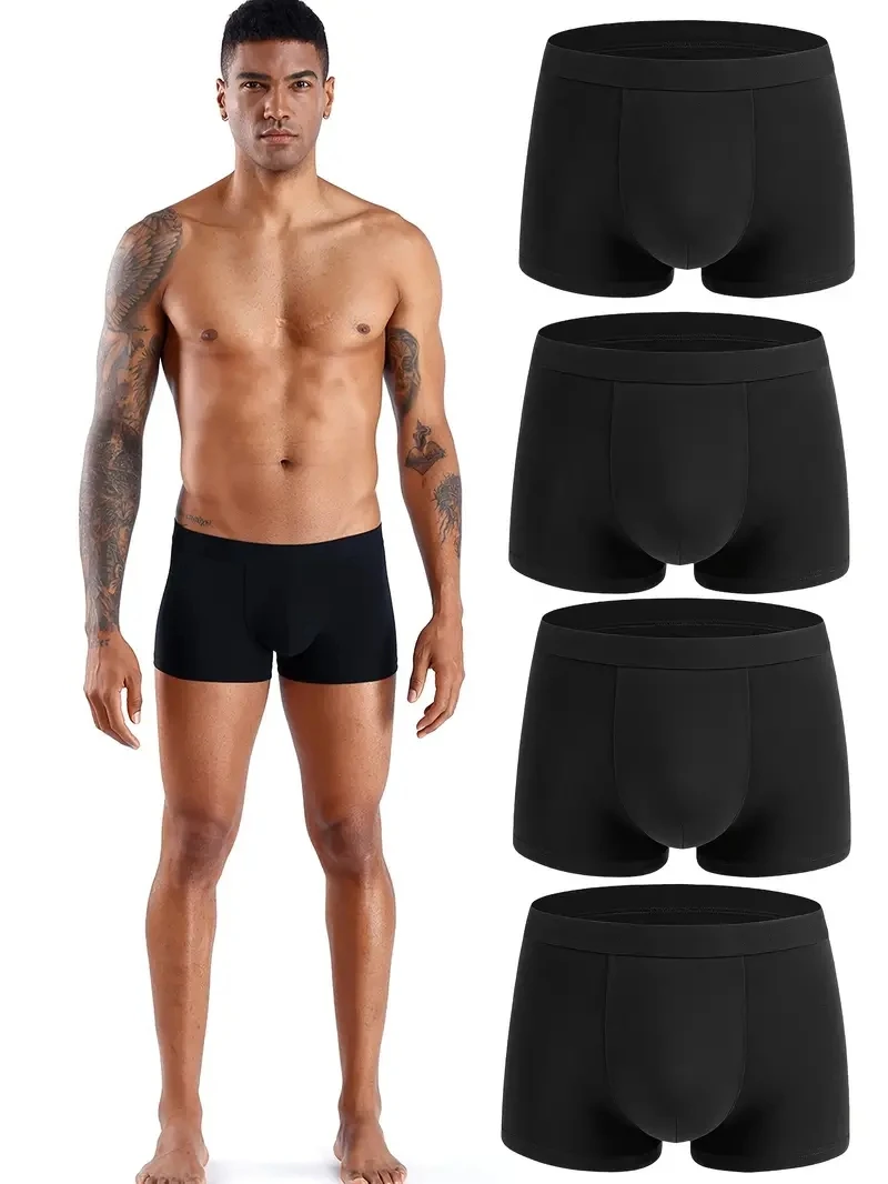 

4PCS/SET Men's Underwear Solid Color Men's Underpant Top Selling Boxer Shorts Fashion Sexy Men's Panties Plus Size L-4XL