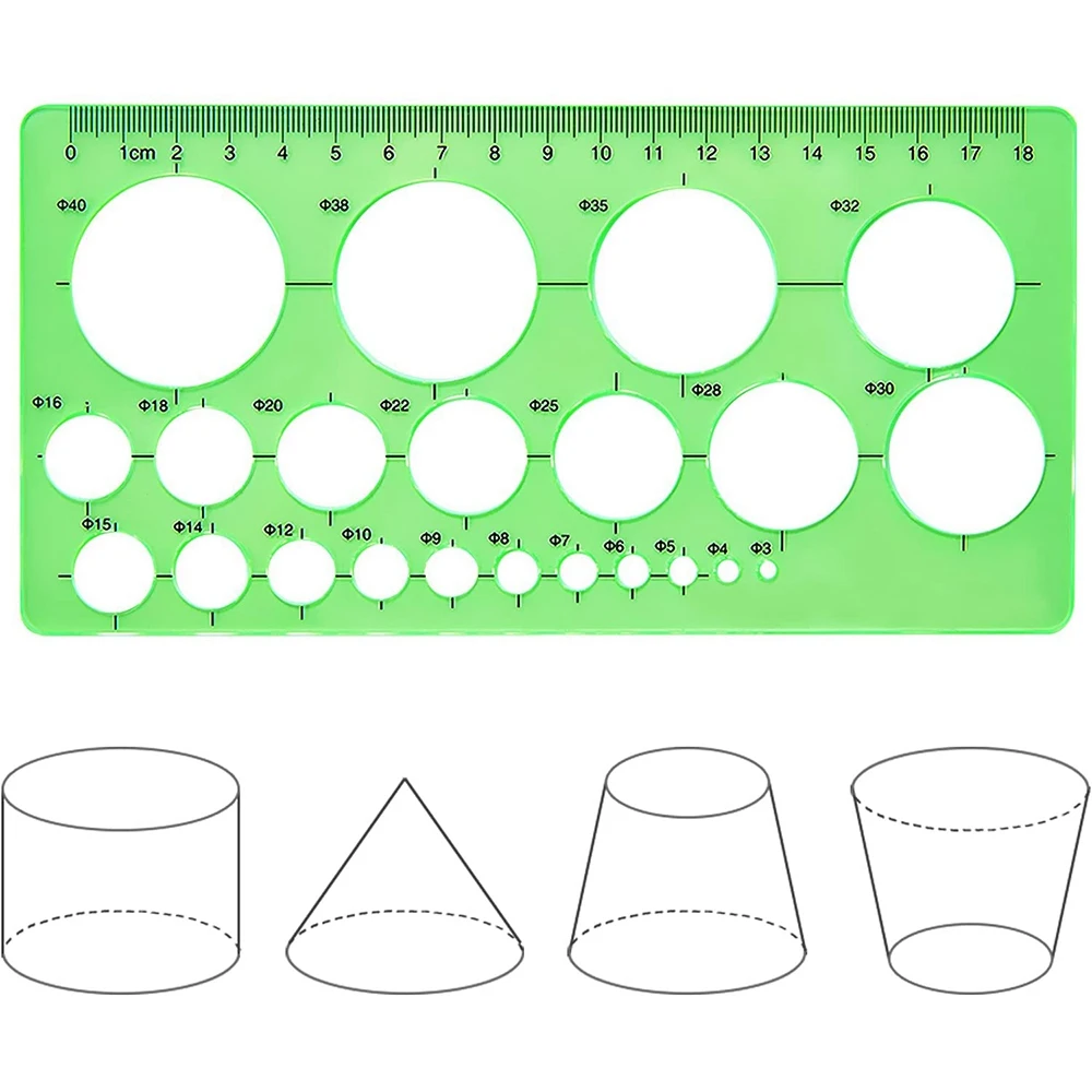 ABFM-3 PCS Circle Template Plastic Circle And Oval Templates Measuring Templates Rulers Digital Drawing For Office And School