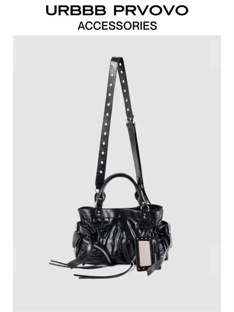 ريترو تصميم برشام حقيبة دراجة نارية 2025 جديد Sle فتاة باردة حقيبة كتف مفردة Faionable حقيبة كروسبودي للشباب الاستخدام غير الرسمي