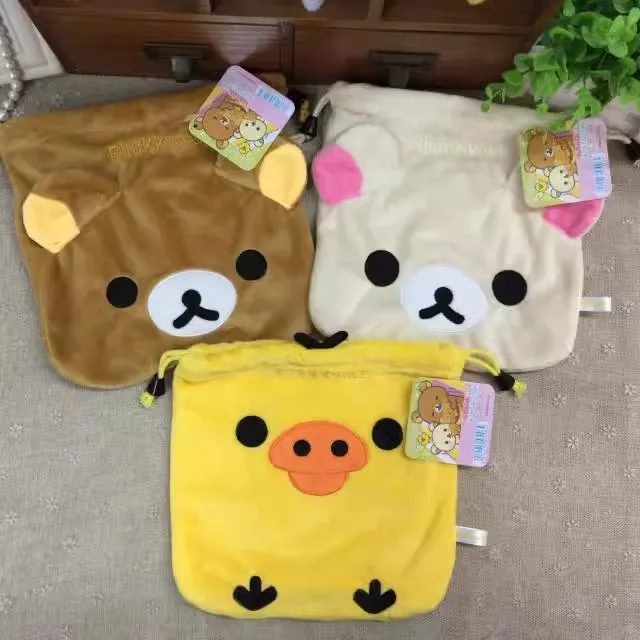 New Cute Rilakkuma Korilakkuma Kiiroitori Kids Woman Plush Stuffed Drawstring Bags For Children