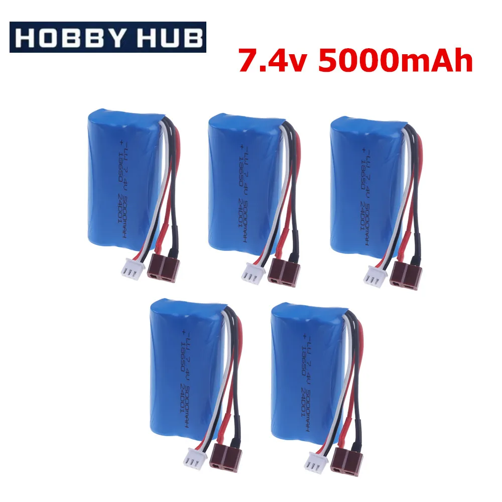 7.4V 5000mAh 18650 Li-ion Battery For Wltoys 10428 /12428/12423 RC Car Parts 2s 7.4v Battery For Wltoys 144001 A959-B A969-B Q46