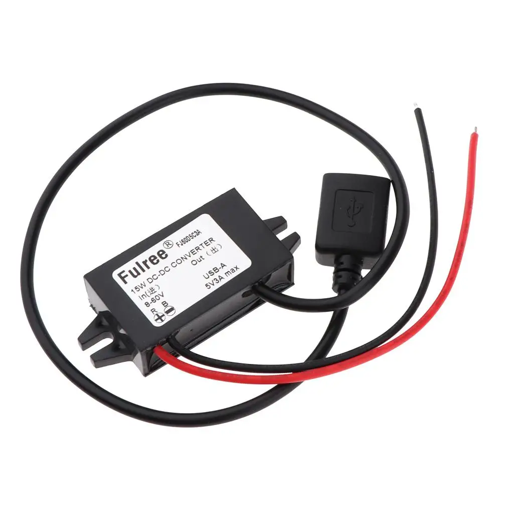 DC-DC Supply Power Converter Buck Module Dual USB High Efficiency 8-60V to 5V Transformer for Auto Accessories