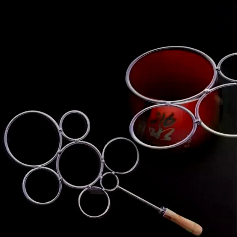Iron Ring Scalding Bottle Cutter Vases Bottle Remake Tool Round 7 Ring Design Hand And Anti-Scald And Anti Rust With Wooden Hand