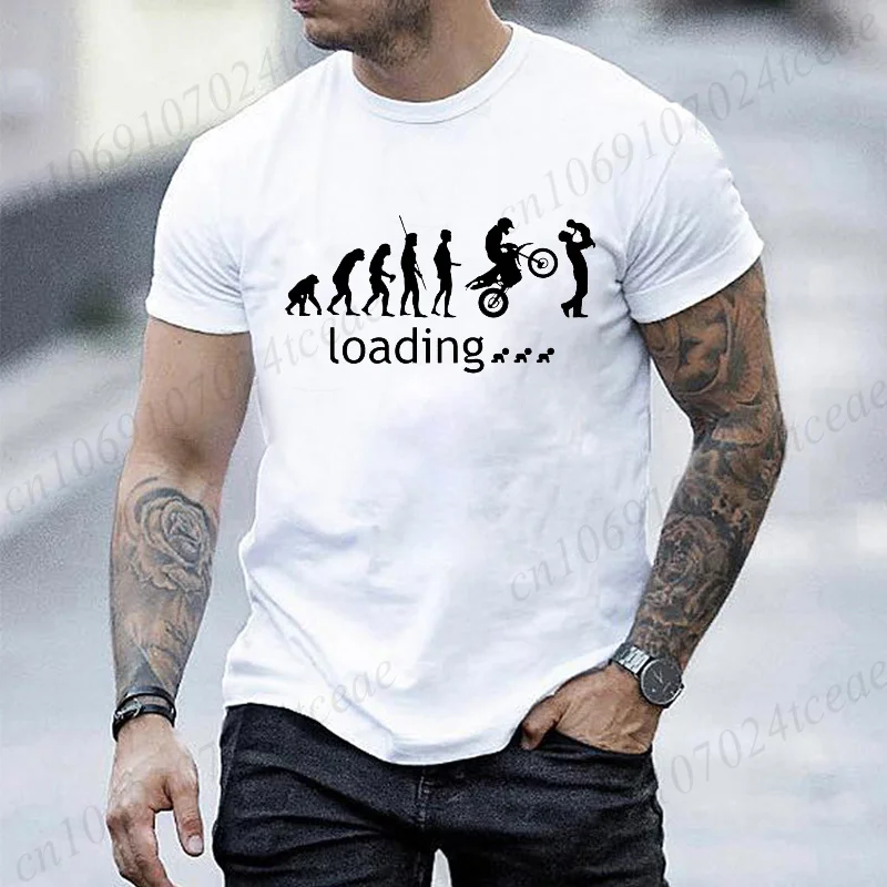 Men's T-shirts Motorcycle Graphic Tops Summer Short Sleeve Tees Trendy Streetwear Evolution Motorcycle Male Oversized Clothes