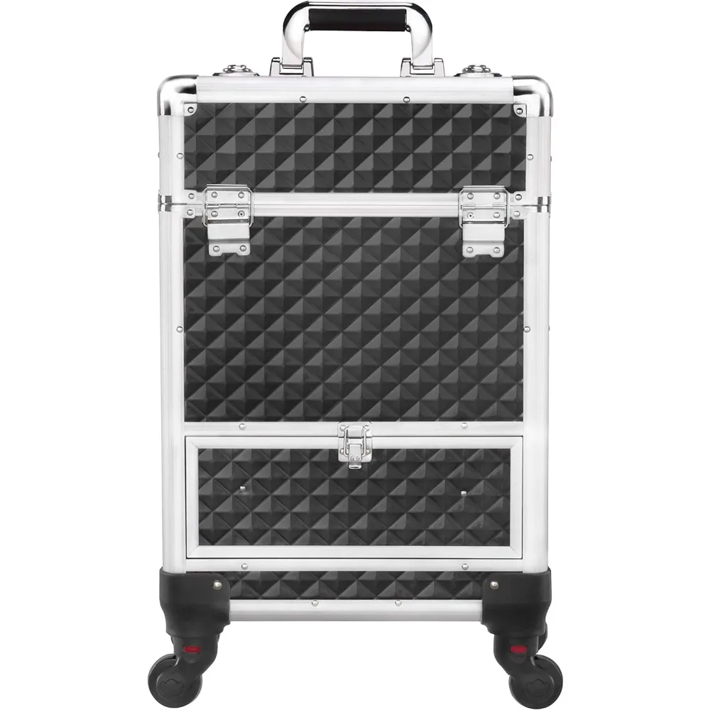 

Профессиональный большой кейс для макияжа на колесиках, портативный дорожный органайзер для косметики, большой чемодан для визажиста