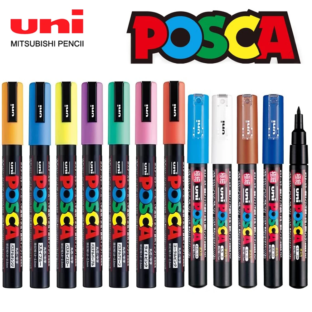 Japan UNI Posca Marker Pen Acrylic Paint Acrylic Paint Pen Marcadores PC-1M 3M Art Supplies Stationery Painting Graffiti