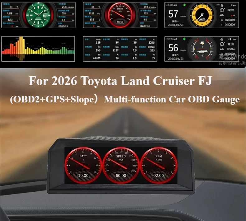 OBD2+GPS Hud Head Up Display LCD Touch Screen Car Digital Speedometer Fuel Consumption Tilt Pitch Angle Slope Meter
