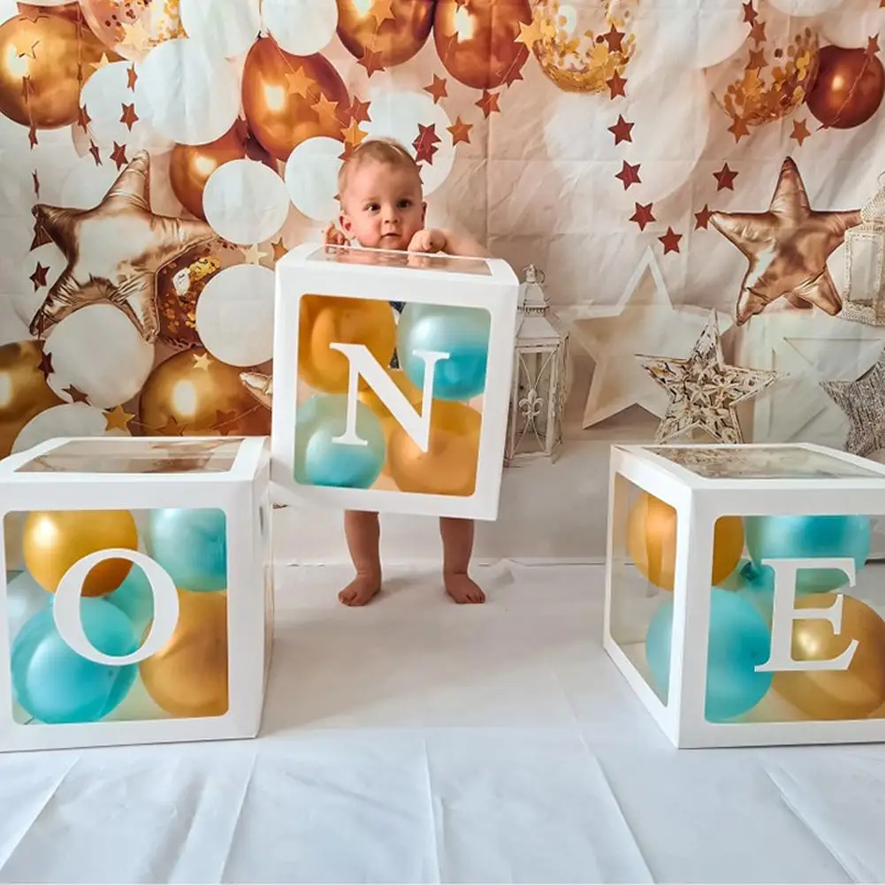 

Custom Alphabet Letter Balloon Box Letter Transparent Party Shower Wedding Boxes Baby Birthday Decoration P8Z0