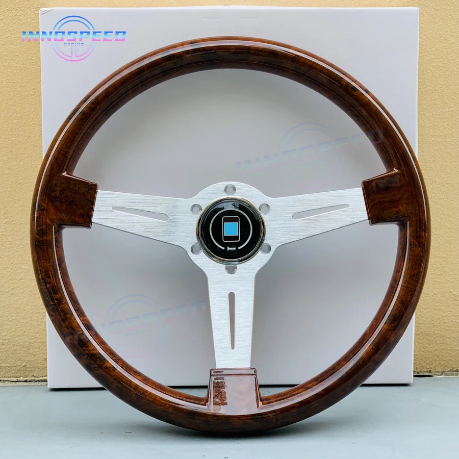 New 14inch Classic Wooden Steering Wheel JDM Vintage Wood Sport Steering Wheel for JDM Car Accessories