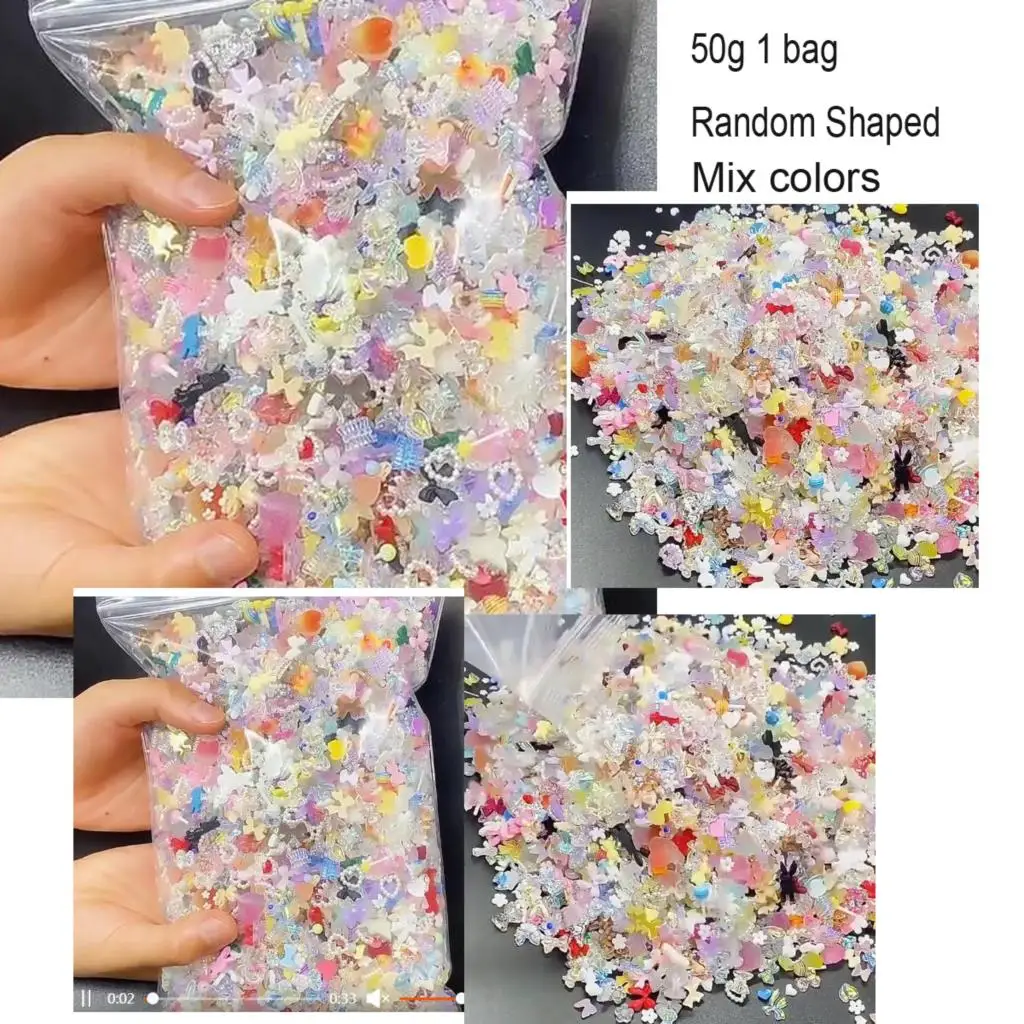 600pcs Mix Flower/Heart/Bear Nail Decoration Resin Kawaii Cartoon Random Bowknot Nail Rhinestones Y2K Manicure Accessories T7Q&R