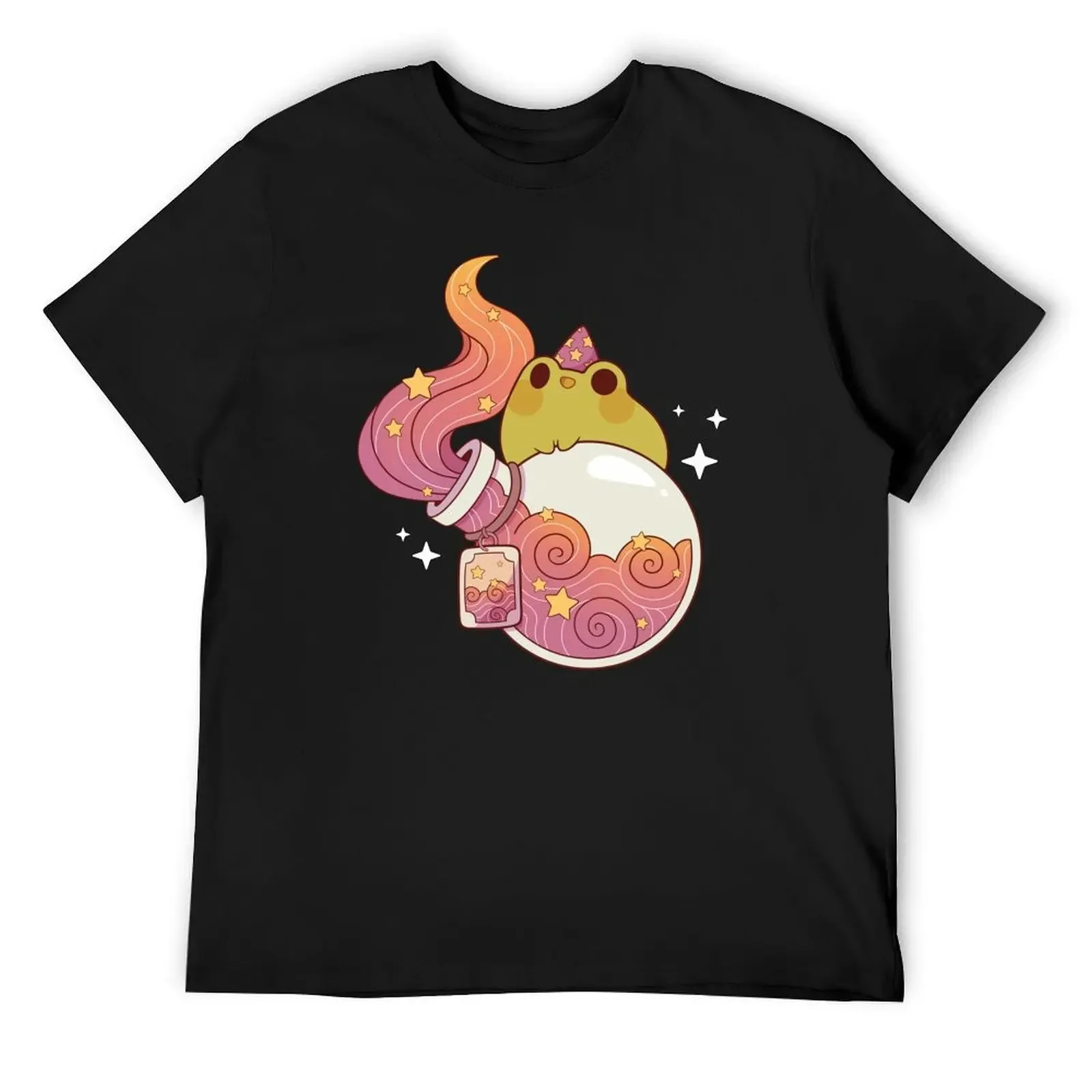 Dreamy fire potion with wizard frog T-Shirt oversized blanks korean fashion shirts graphic tees t shirts for men cotton