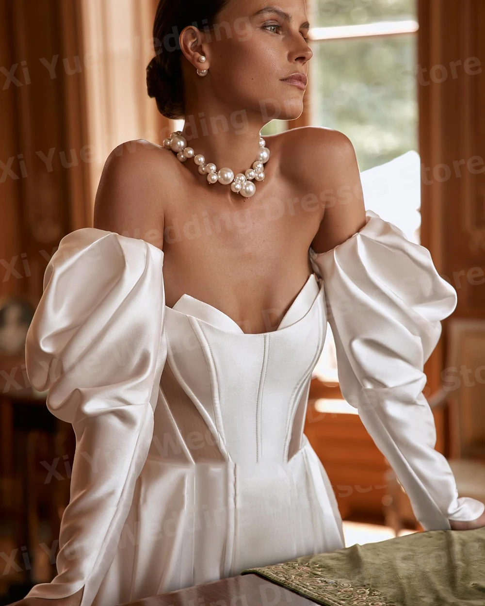 Robes De mariée romantiques ligne A pour femmes, manches longues, robes De mariée personnalisées, dos nu, fente latérale