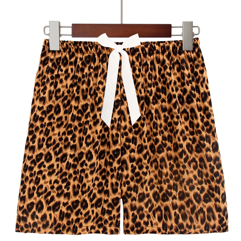 

Sexy Leopard Print Sleep Bottoms Women's Plus Size Breathable Pajama Shorts with Soft Viscose for Nightwear Sleepwear Plus S-3XL