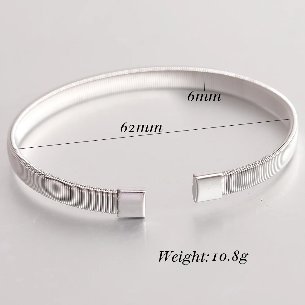 VQYSKO 6MM/8MM C-Shaped Steel Wire Spring Mesh Open Bracelet For Women Stainless Steel Bracelets Jewelry Gifts Wholesale