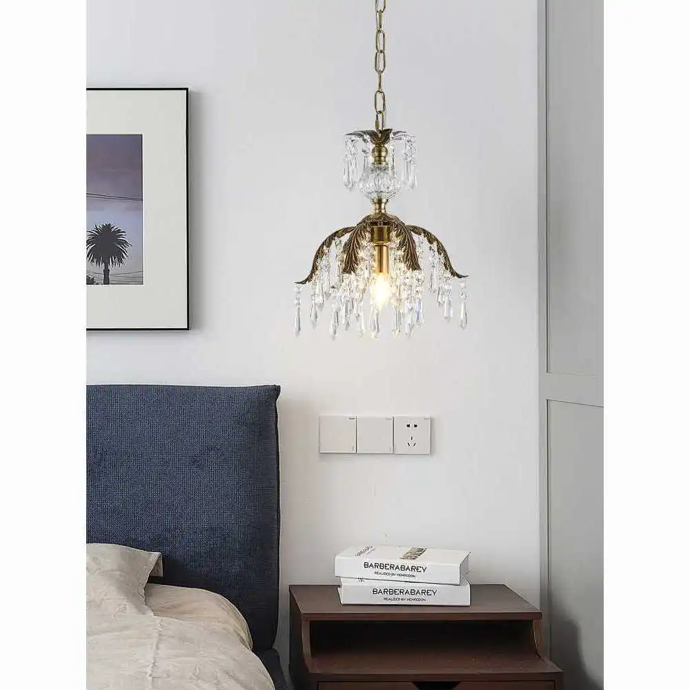 Antique Bronze Color Crystal Pendant Lamp French Style Brass Chandelier D32cm H42cm Candle Deco Hanging Fixture Guaranteed 100%