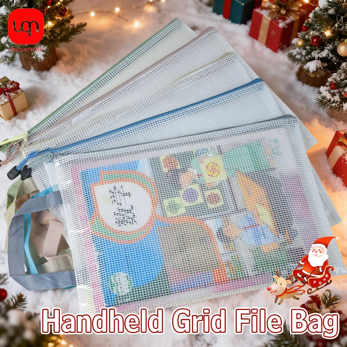 

WQN-5/10/15/20PCS Christmas High-Quality Waterproof Handheld Document Bags, A4 Stationery Storage Bags, Office File Organizers