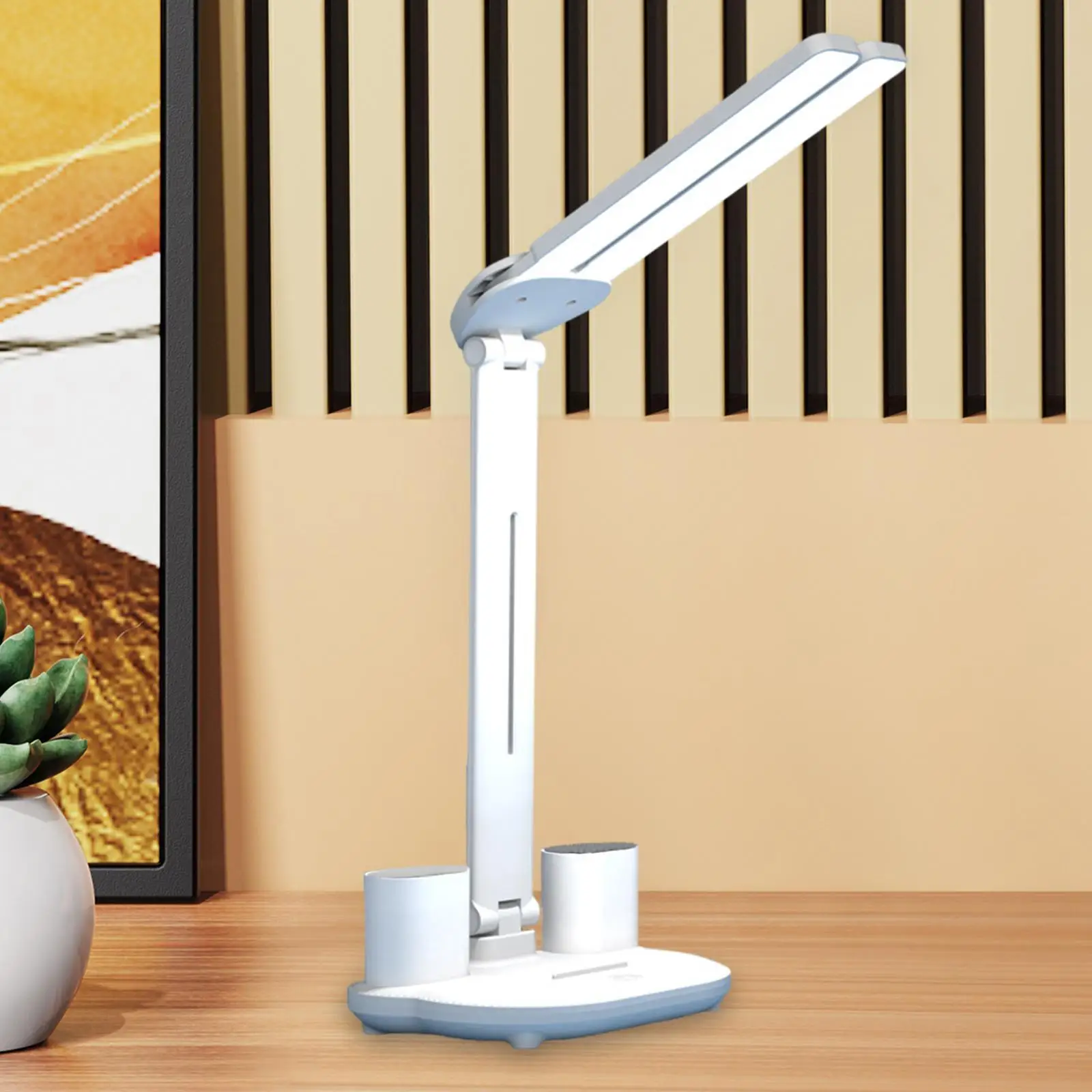 LED Desk Lamp with Pen Holder Folding Lighting Reading Lamp Table Lamp for Bedroom Video Conference Study Workshops Living Room