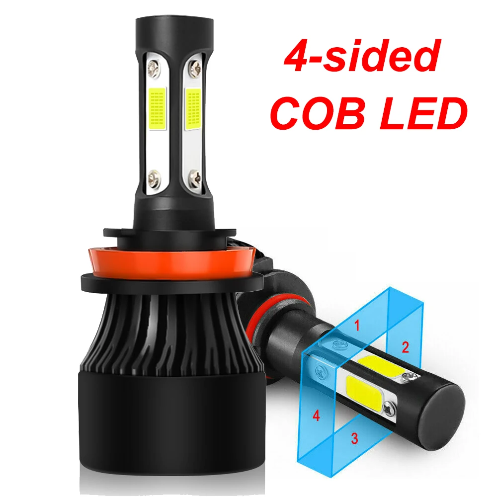 

2x H4 H7 H11 H8 H9 H16 jp H13 9008 HB3 9005 HB4 9006 9004 9007 4 Sides COB LED Bulb Car Headlight Auto Headlamp Fog Light 12v