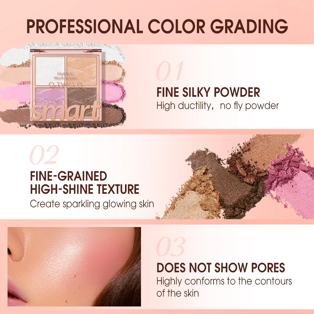 O.TWO.O Bronzer Blush and Contour Makeup Palette Waterproof Mutifunctional Cosmetics Shimmer Glitter Highlighter for Face Body