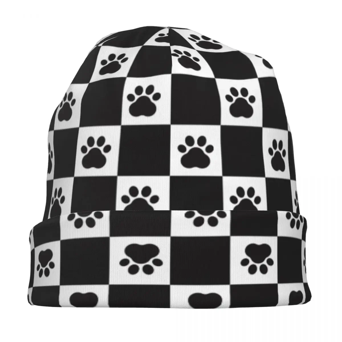 Dog Cat Paw Puppy Foot Print Caps Fashion Adult Street Skullies Beanies Hat Spring Warm Dual-use Bonnet