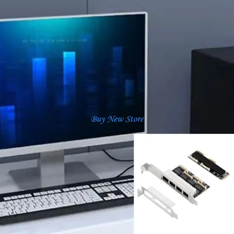 

20CE Seamless Networking M.2 to 4xRJ45 Ethernet Networks Card with Data Cable