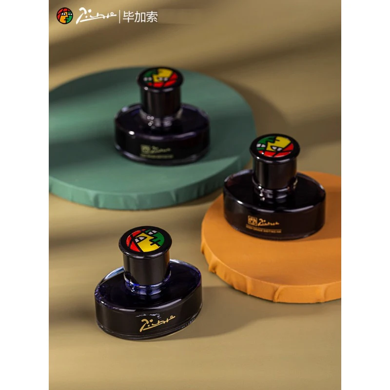 Picasso 50ml Dye-Based Fountain Pen Ink (Non-Carbon) - Colors: Black, Blue, Blue-Black, Red