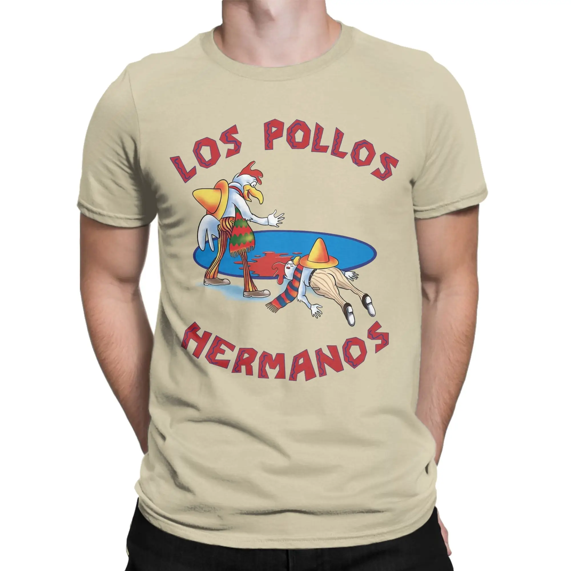 Los Pollos Hermanos Logo Breaking Bad T Shirts Men Pure Cotton Vintage T-Shirts O Neck  Tee Shirt Short Sleeve Clothes Gift Idea