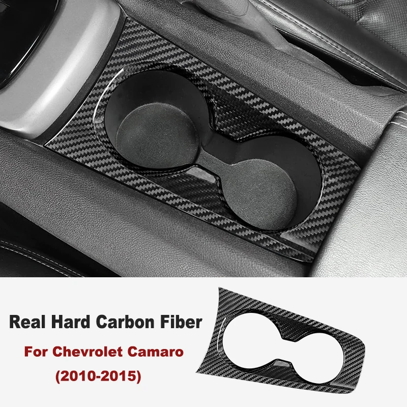 

Real Hard Carbon Fiber Car Stickers For Chevrolet Camaro 2010 2011 2012 2013 2014 2015 Car Water Cup Holder Frame Cover Trim