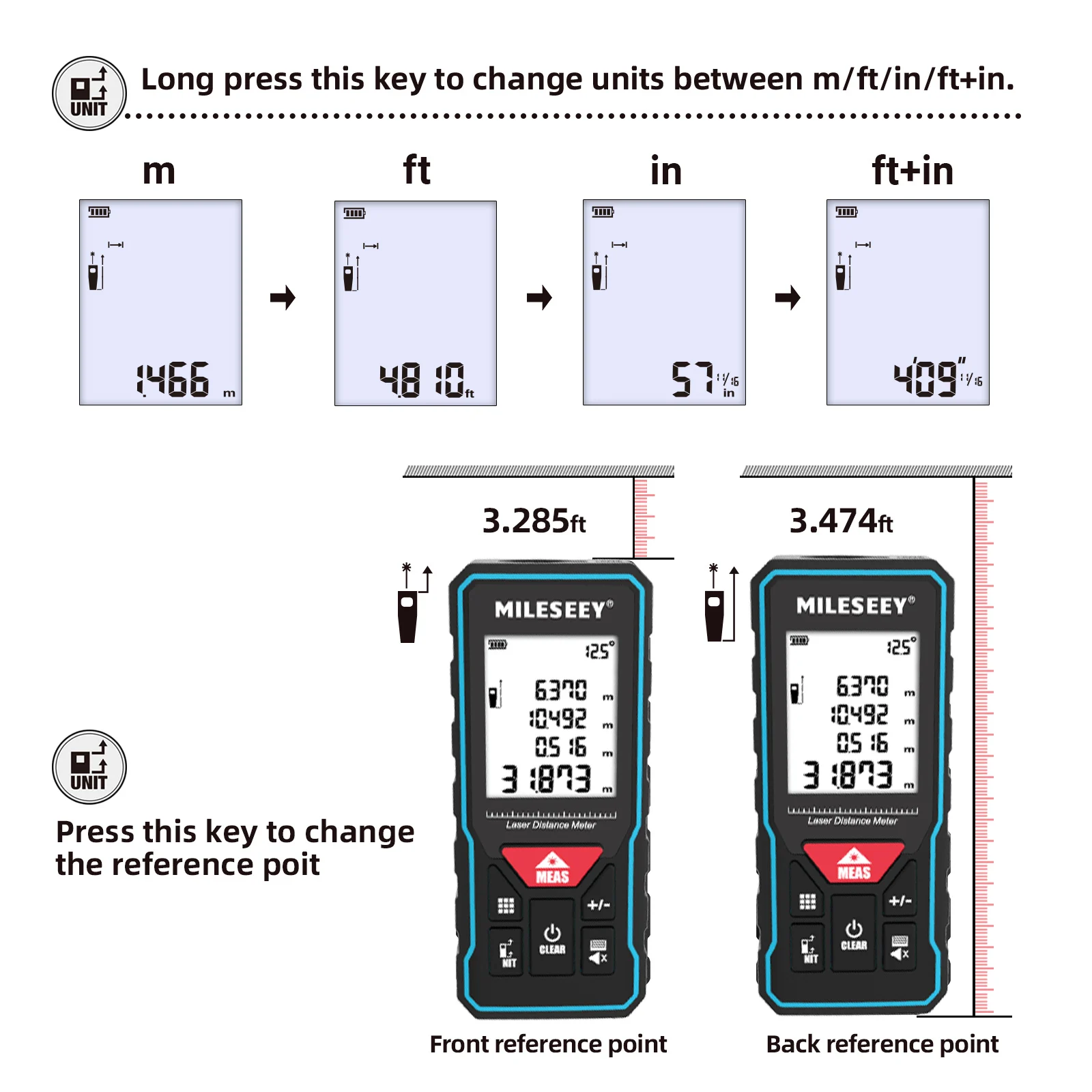 Mileseey  M120 40M Laser Afstandsmeter Meetlint Roulette Met Wiel, Met Engelse Uitzending