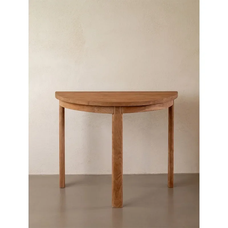 

Medieval retro semi-round table, wabi-sabi solid wood large board table