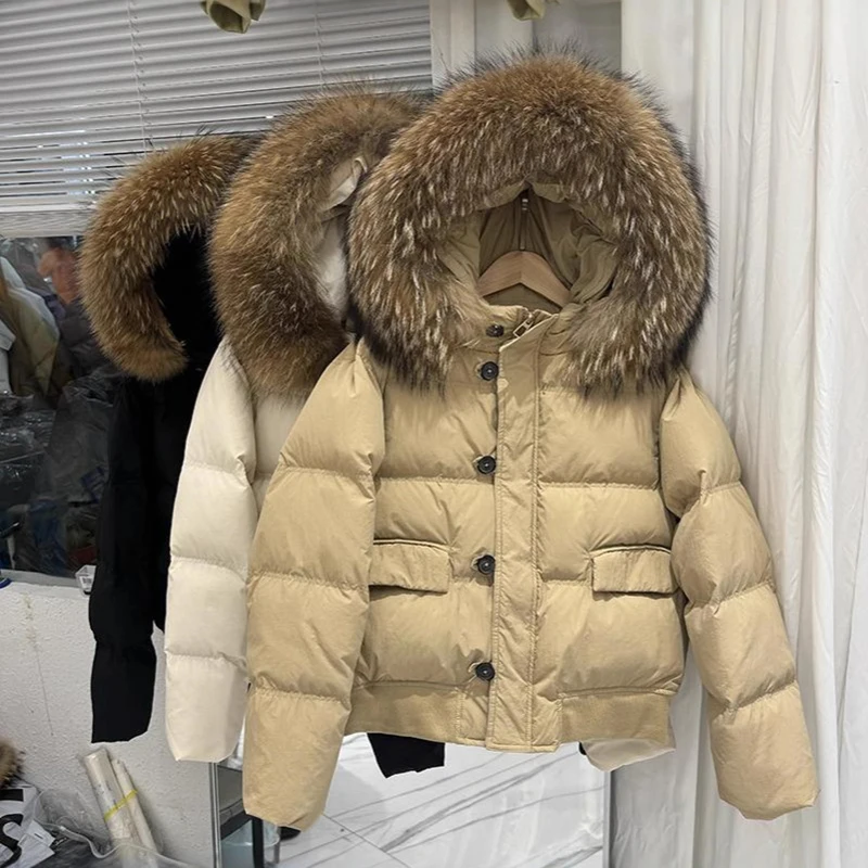 2025 Korean Style Loose-fitting Women Winter Jacket Thickened Warm Hooded Jackets For Female Fashionable Duck Down Filling Coat