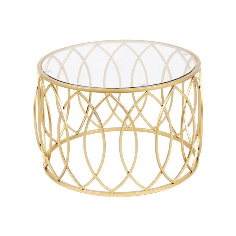 

Nordic furniture small apartment living room wrought iron tempered glass coffee table