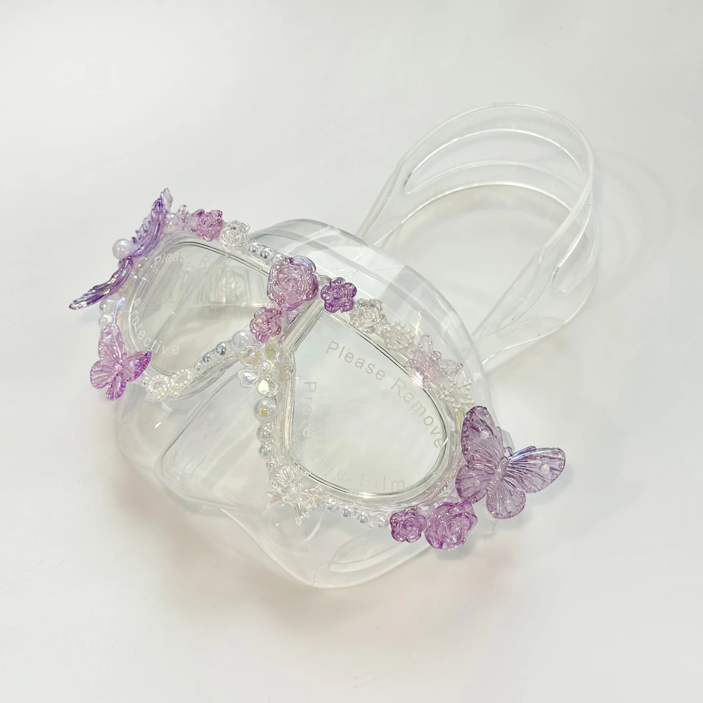 Butterfly Mermaid Mask Anti-Fog Snorkelling Set, Suitable For Free Diving Features Handcrafted Floral Design Lenses 2