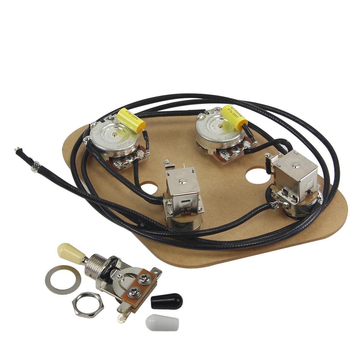 FLEOR 2T2V Guitar Prewired Wiring Harness Push Push Pots 500k 3-Way Switch for LP Guitar Parts