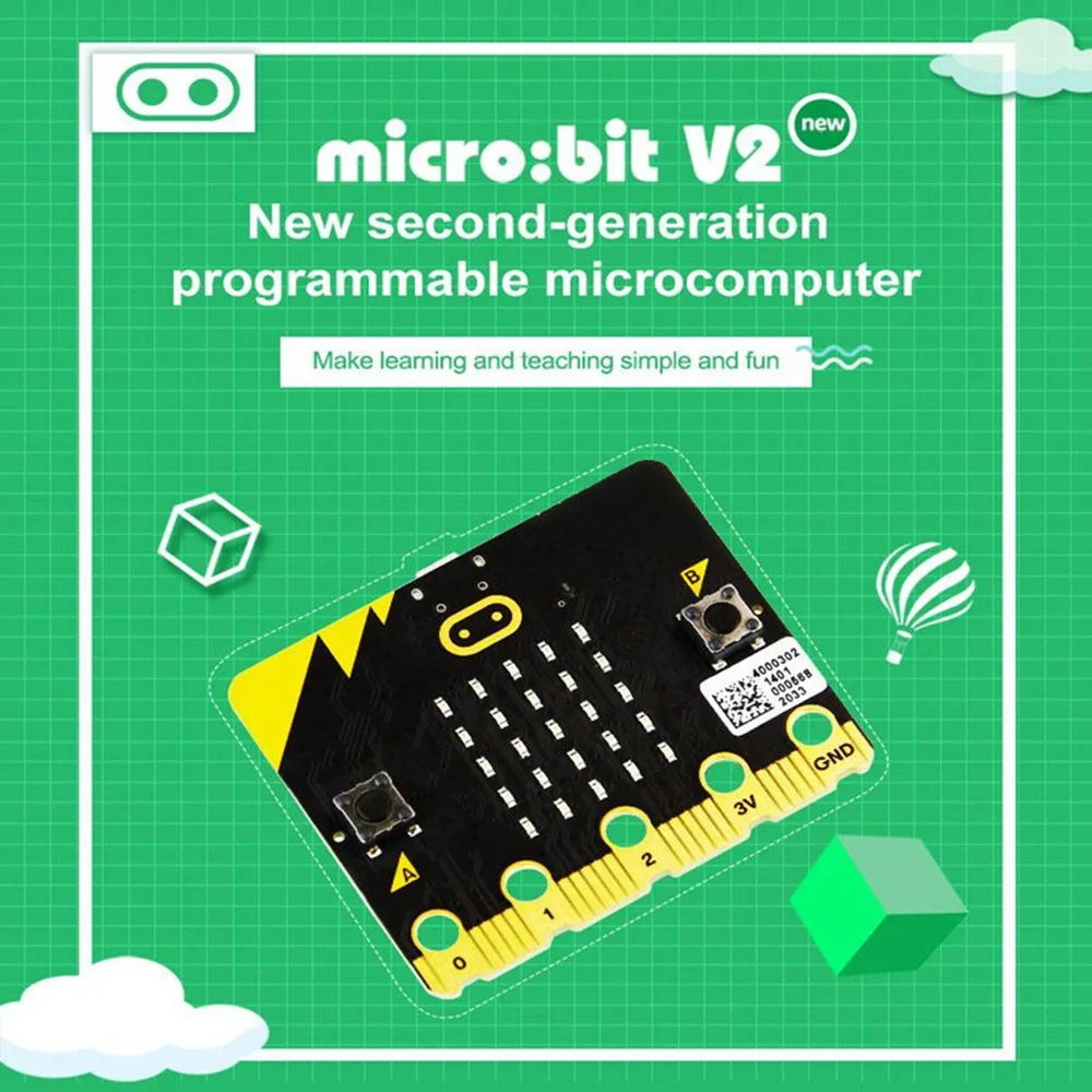 内蔵スピーカーとマイクを備えたマイクロビットボードv2キットは、人工知能をサポートします